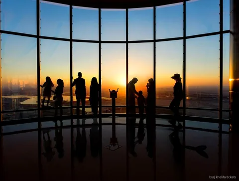 View from Burj Khalifa Level 124 observation deck over Downtown Dubai