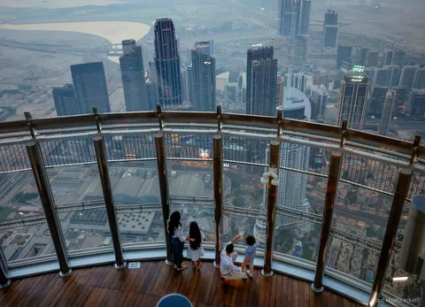 Visitors holding Burj Khalifa tickets on the Level 125 viewing floor